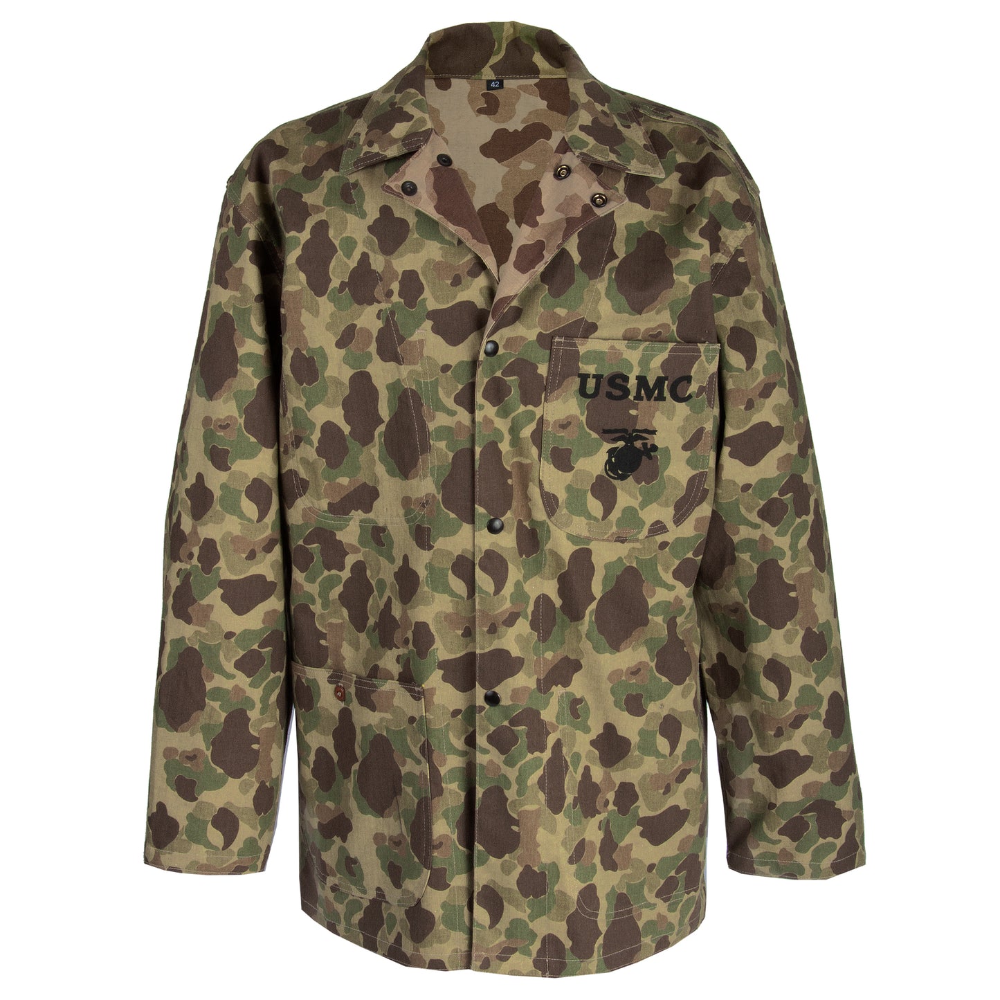 USMC P-42 CAMOUFLAGE HBT JACKET YELLOW BACKGROUND