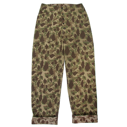 USMC P-42 CAMOUFLAGE HBT TROUSERS YELLOW BACKGROUND