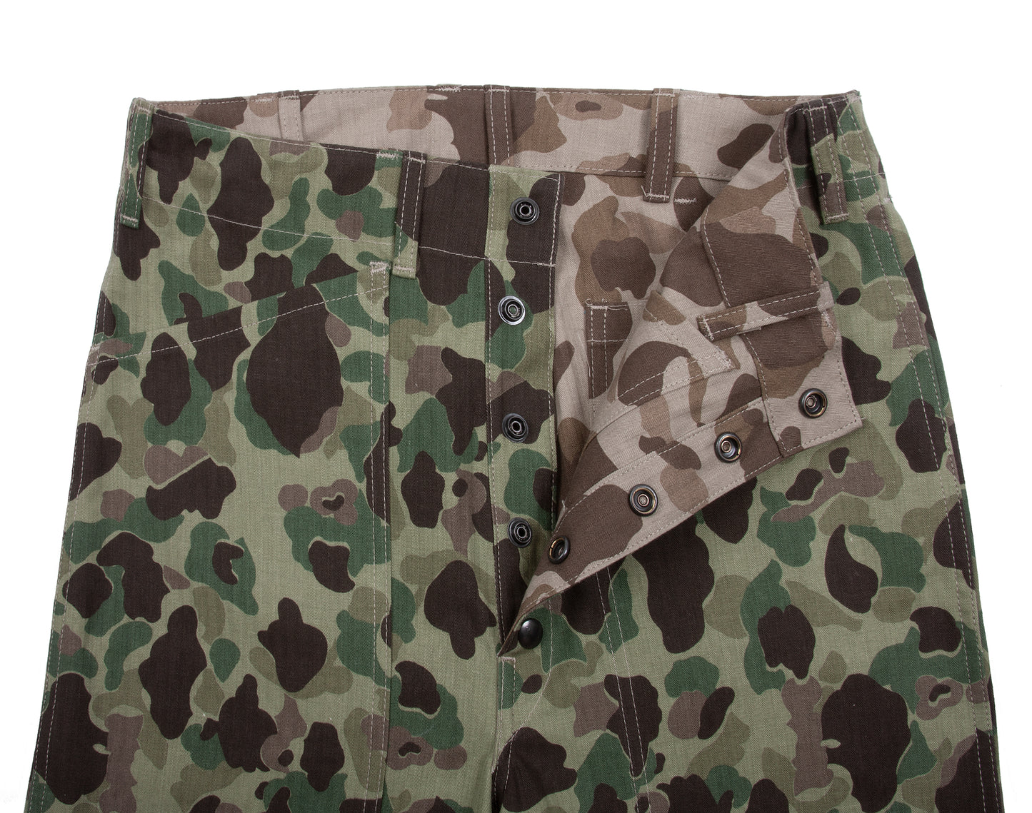 USMC P-42 CAMOUFLAGE HBT TROUSERS LIGHT GREEN BACKGROUND